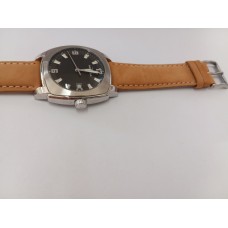 VINTAGE Mondia ανδρικό ρολόι με ασημένιο καντράν και ταμπά  δερμάτινο λουράκι (VIN32)